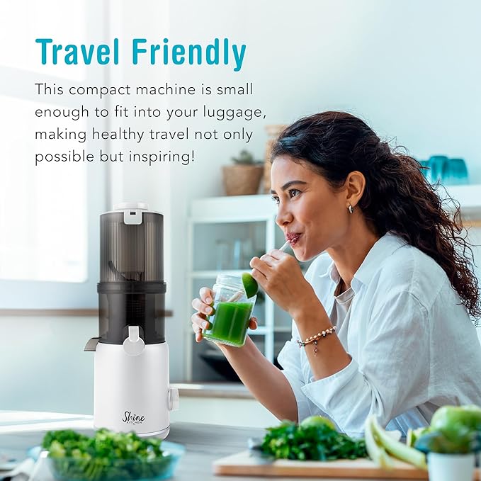 Shine Multi-Batch Compact Cold Press Juicer SMB-1, Hands-Free, Hopper Continuous Feed, Portable