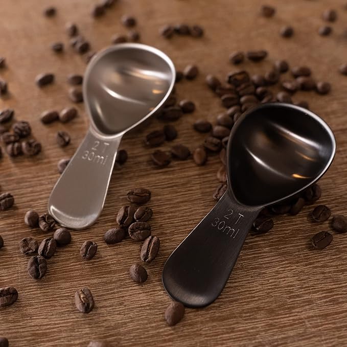 Coffee Scoop 2 Tbsp – Brushed Black, Stainless Steel – Precise Measuring Spoon for Coffee, Tea & More – Ergonomically Balanced Handle – Fits Inside Airscape® Canisters