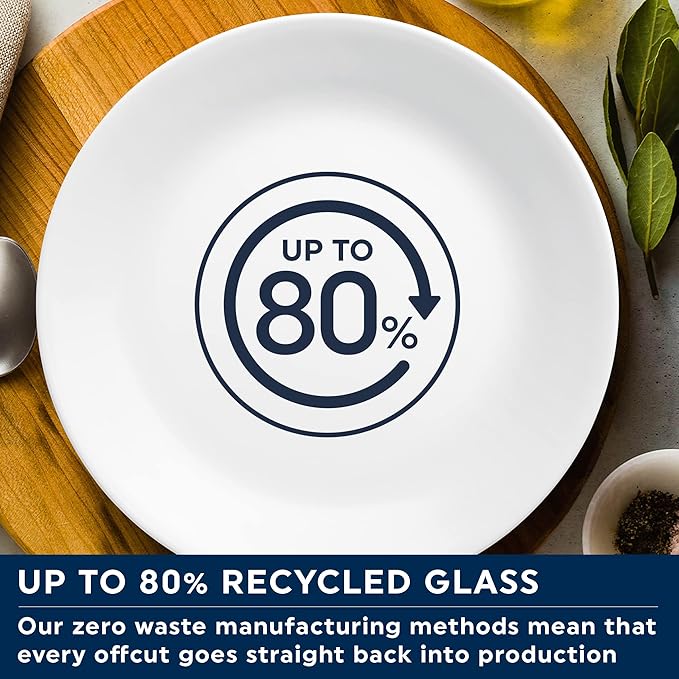 Corelle Dinnerware Set (4pc Set, Ocean Blues)-Set for 4 | Includes 4 x Cereal/Soup Bowls | 80% Recycled Glass | 3 X More Durable, Half the Space & Weight of Traditional Ceramic