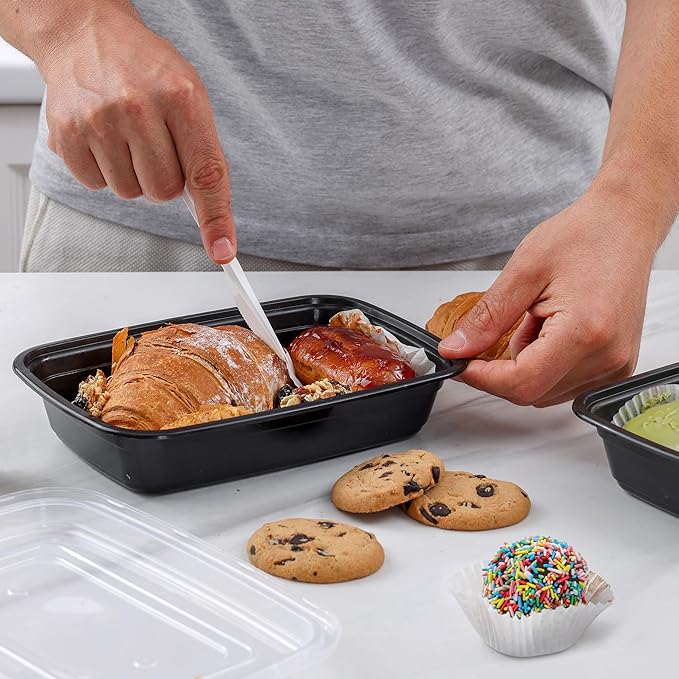 GUSTO [28 oz - 50 Count 1-Compartment Meal Prep Containers with Lids – Reusable, Microwaveable, Dishwasher & Freezer Safe, BPA-Free Food Storage Boxes for Portion Control (Formerly Comfy Package)