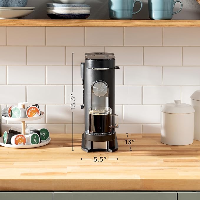 Ninja | Coffee Maker | Single Serve |Brew with Coffee Pods & Grounds| Compatible with K-Cup Coffee Pods | 4 Brew Styles, up to 24oz Cup Sizes & 56oz Removable Reservoir | Black | PB051