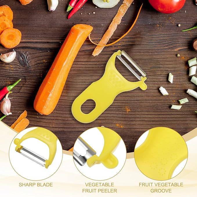 uxcell Vegetable Peeler Set, 4.5 Inch Stainless Steel Potato Peeler for Apple Fruits Carrot Yellow