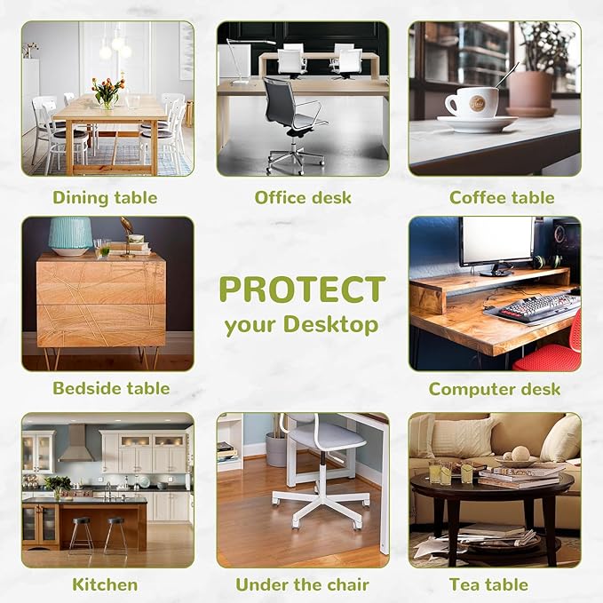 35 x 63 Inch Clear Table Cover, Vinyl Table Pad, 1.5mm Thick Waterproof Plastic Table Protector