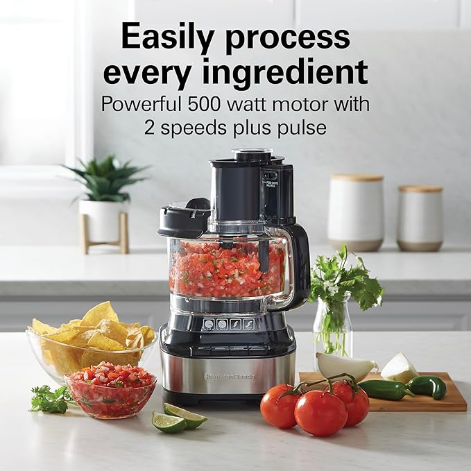 Hamilton Beach Stack & Snap Food Processor with Bowl Scraper, 10 Cup Capacity, Black, (Renewed) R70822