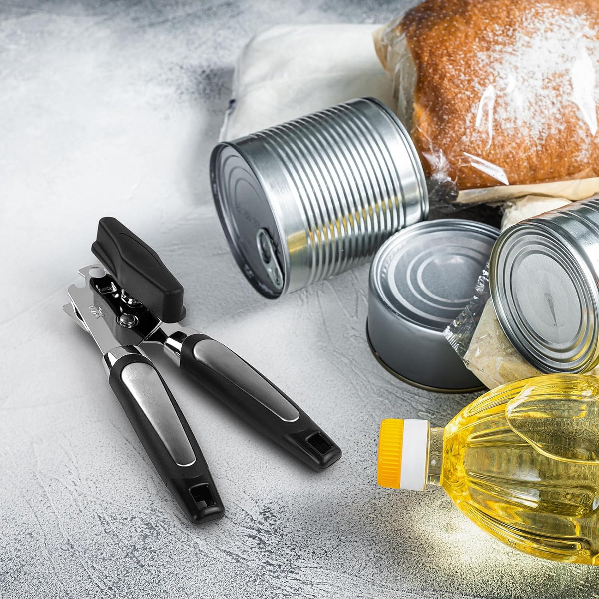 12 Pcs Can Opener Manual Multifunctional Tin and Can Opener Smooth Edge with Sharp Blade Hand Held Soft Grip Handle Bottle Opener Quick Opening Tool with Large Turn Knob for Kitchen