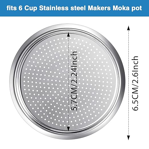 Moka Express Replacement Funnel Kit, 3 Packs Gasket Seals, 1 Stainless Steel Funnel with 1 Pack Stainless Filter (6-Cup)