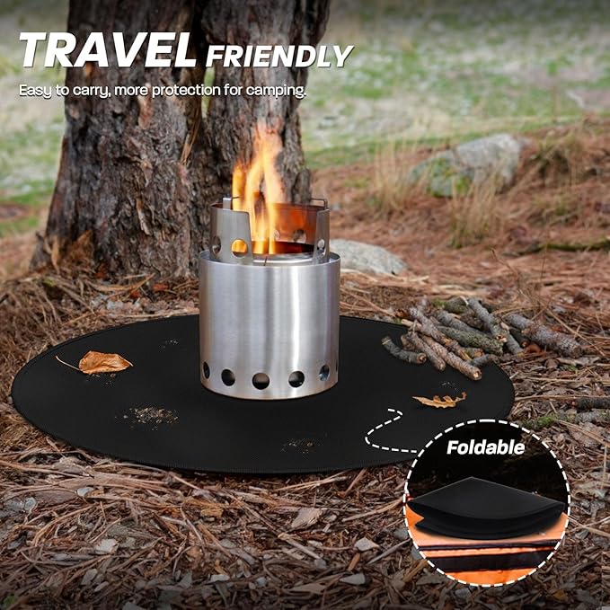 19.5" Fire Pit Mat for Solo Stove Mesa, Oil and Waterproof Round Tabletop Under Fire Pit Mat, Portable Camping Stove Mat for Solo Stove Accessories