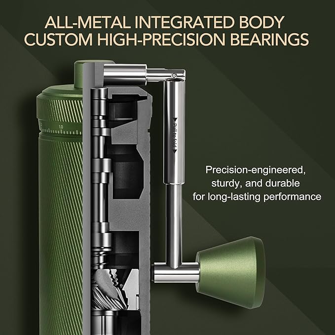 Timemore S3 Manual Coffee Grinder - External Adjustment with Stainless Steel Patented Burr | Hand Coffee Grinder Hign Presicion | Premium Timemore Grinder Chestnut S3, Green