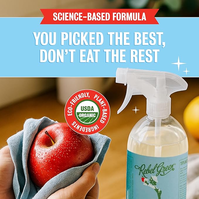 Rebel Green Fruit and Veggie Wash, Natural Fruit and Vegetable Produce Cleaner