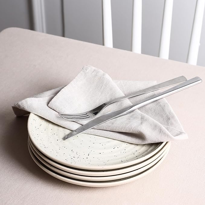 Stone Lain Dua 4-Piece Salad Plate Set Stoneware, White