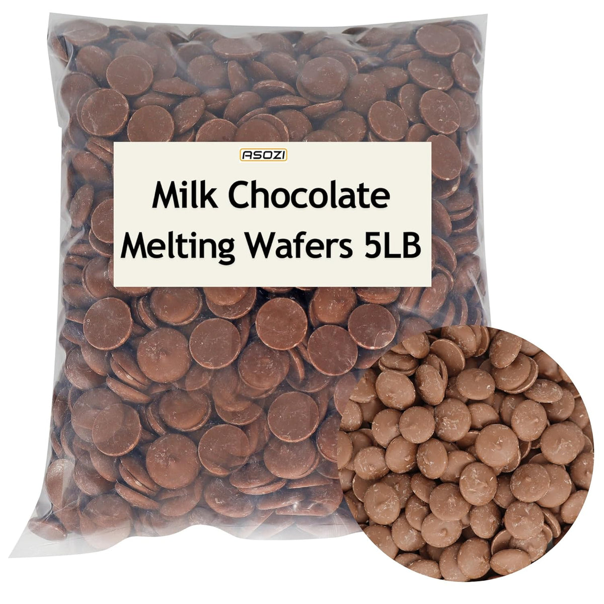 Milk Chocolate Melting Wafers - 5 pounds of Milk Chocolate Cocoa Lite, Perfect for Melting and Dipping, Premium Quality Chocolate Wafers for All Your Baking Needs - 80oz by ASOZI