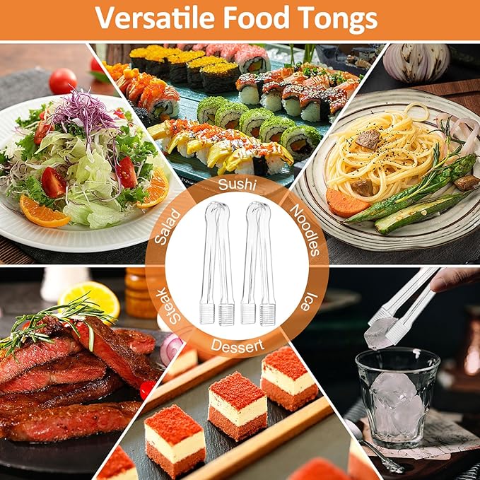 PEASUG 20 PCS Plastic Serving Tongs, Disposable Plastic Tongs, Clear Kitchen Small Serving Utensils for Serving for Party Food Buffet Appetizer Salad Catering Ice, 6.3 Inches