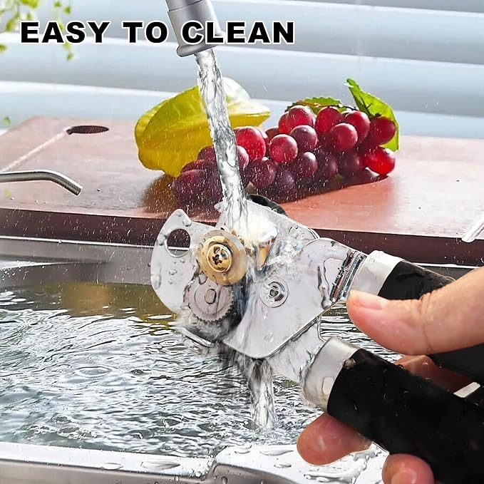 PrinChef Manual Can Openers with Magnet, No-Trouble-Lid-Lift, Handheld Can Opener Smooth Edge with Sharp Blade, Large Effort-Saving Handles, Easy Grip & Heavy Duty, Black