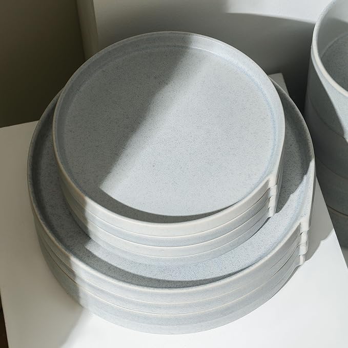 Stone Lain Bao 4-Piece Salad Plate Set Stoneware, Blue-Grey