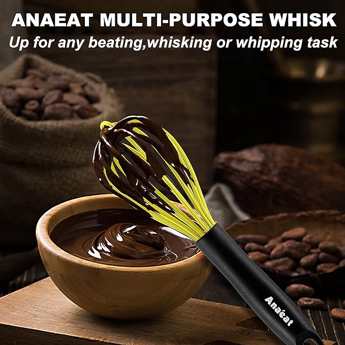 Anaeat Silicone Balloon Whisk, Perfect for Non-Stick Cookware, Milk and Egg Beater Blender, Heat Resistant Kitchen Whisks for Whisking, Cooking, Baking, Beating, Frothing & Stirring (Multicolor)