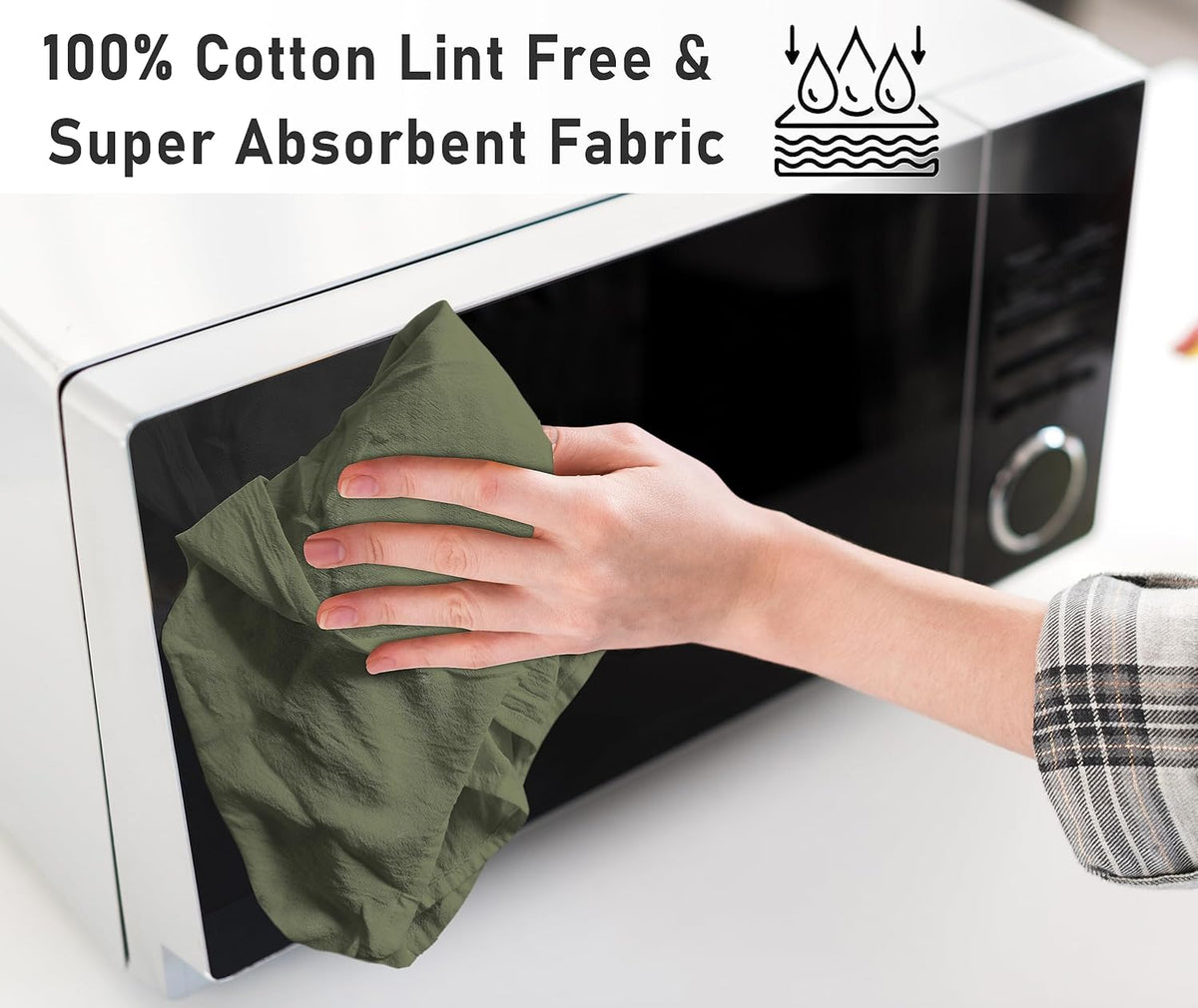 RUVANTI Flour Sack Towels 36 Pack 28x28 Inch, 100% Cotton Tea Towel, Reusable, Machine Washable, Absorbent BarTowels - Dish Cloth Perfect for Drying Dishes & Cleaning - Martini Olive