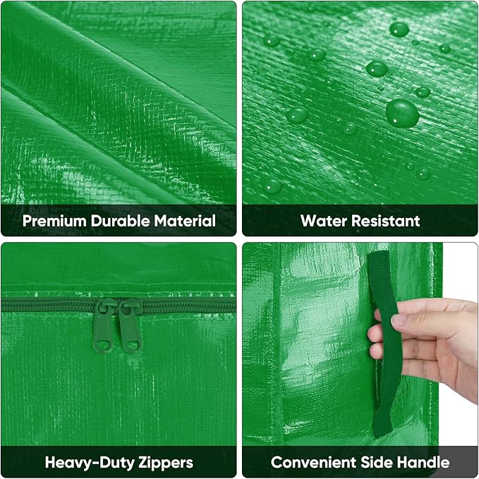 BALEINE 6-Pack Oversized Moving Bags with Reinforced Handles, Heavy-Duty Storage Tote for Clothes, Moving Supplies (Light Green, 6-Pack)