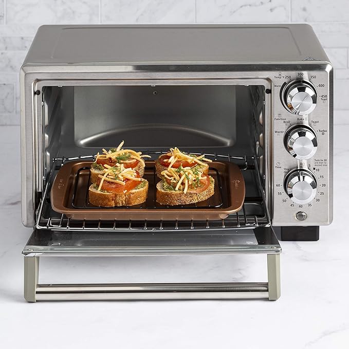 Ecolution Non-Stick Toaster Oven Bakeware Set, 4 Piece, Carbon Steel, Easy to Clean and Perfect for Single Servings, Copper