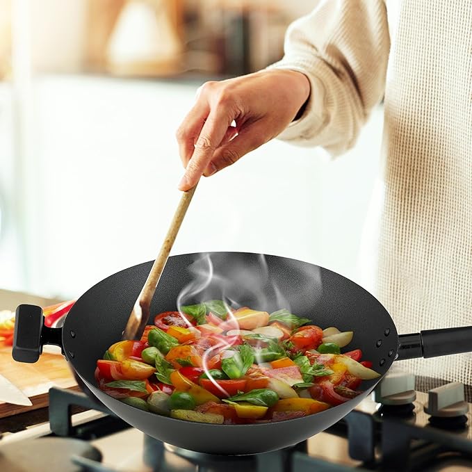 Helen's Asian Kitchen Wok, Premium Excalibur Non-Stick with Stay-Cool Handles, 14-Inches