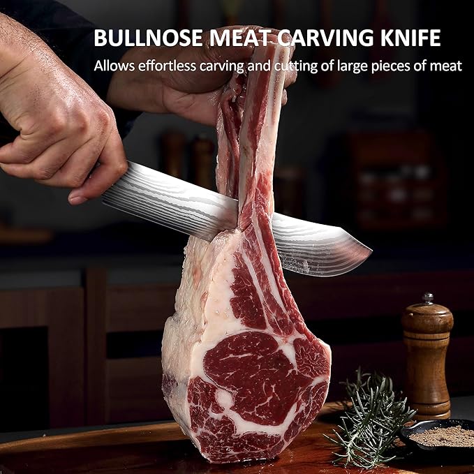 PAUDIN Butcher Knife, 10″ Bullnose Brisket Knife,Forged High Carbon German Steel, Ultra Sharp Edge for Meat Cutting, Ergonomic Handle Design