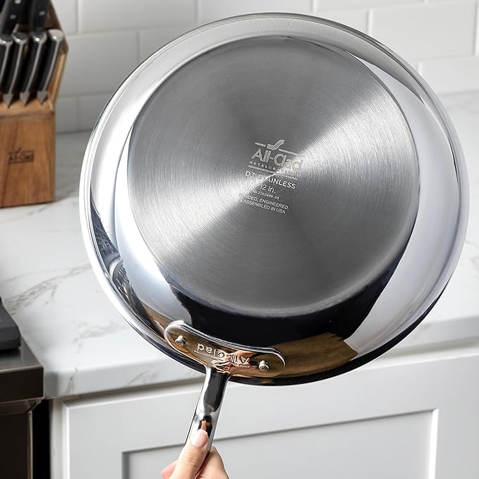 All-Clad D3 3-Ply Stainless Steel Sauce Pan with Lid 4 Quart, Induction, Oven Broiler Safe 600F, Multipurpose, Compatible w/ All Cooktops, For Restaurant or Home Kitchen, Pots & Pans, Cookware, Silver