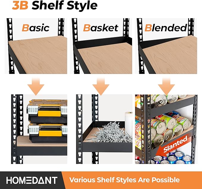 HOMEDANT 28" W x 12.3" D x 59.5" H 5-Tier Boltless Metal Shelving Unit Adjustable Garage Storage Utility Rack Heavy Duty Shelves Organization Shelf Warehouse Kitchen Living Room Pantry 10Pack