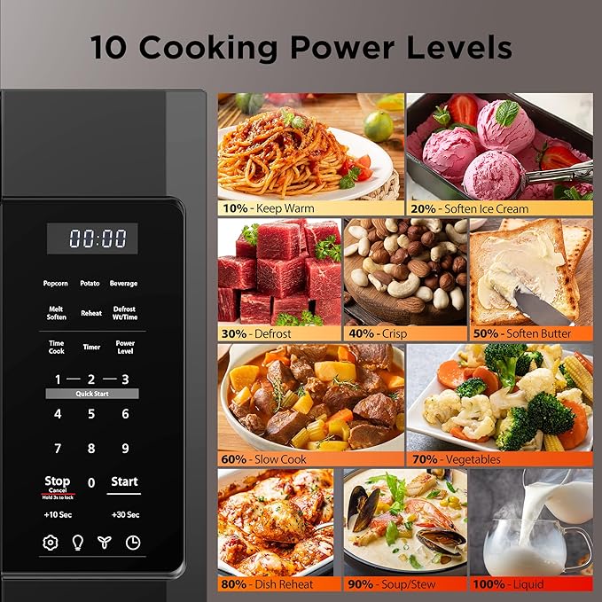 BLACK+DECKER Over the Range Microwave Oven with Vent and One-Touch Auto Cooking, 1.7 cu. ft. OTR Over Stove Microwave, Black, 1000 Watts, EM044K6CF-BK