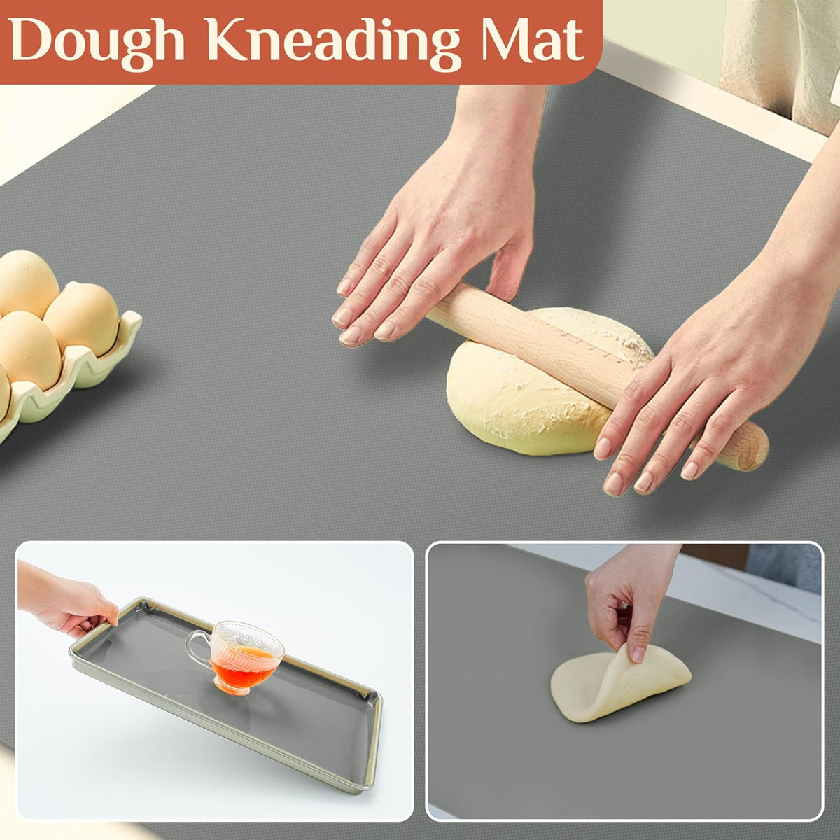 Silicone Baking Mat, 12 IN x 10 FT Free Cutting Baking Sheet, Non-Stick Reusable Dough & Pastry Mat, Non-Slip Silicone Mat Roll for Air Fryer Liner, Freeze Dryer, Oven Baking Pan, Kitchen Counter