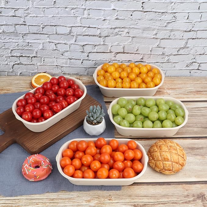 34 oz Disposable salad bowls with lids, Sugarcane Fiber Paper Bowls take away food containers meal prep food storage deli container 50 Pack