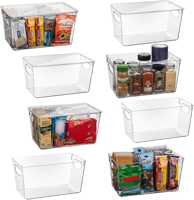 ClearSpace Plastic Pantry Organization and Storage Bins with Lids – Perfect Kitchen Organization or Kitchen Storage – Fridge Organizer, Refrigerator Organizer Bins, Cabinet Organizers