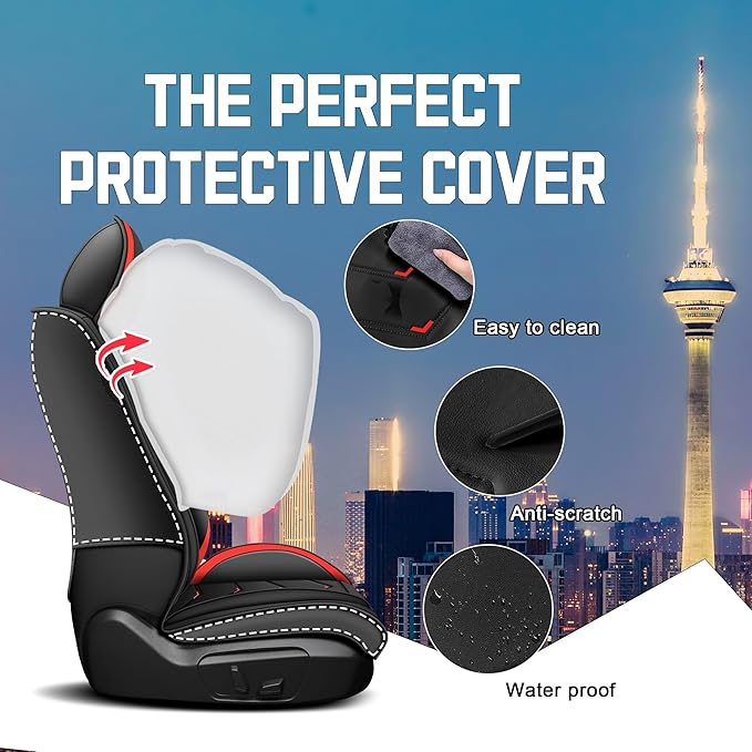 CTDS Car Seat Covers for Honda Accord 2000-2026, Stylish Sport Seat Cover, Premium Nappa Leather Car Seat Cover. Automobile Seat Covers Sets.(Standard 2 Seats/Black Red)
