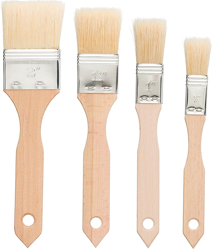 Redecker Pastry Brushes Set with Untreated Beechwood Handles, 4 Different Sizes, Multi-purpose Brushes with Natural Boar Bristles for Basting, Glazing and More, Made in Germany