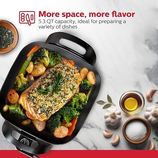 Holstein Housewares 12-Inch Electric Skillet - 1400W Electric Pan with Adjustable Temperature Control, PFOA-Free Non-Stick Coating, Cool-Touch Handles, Multi-Function Cooker, Black
