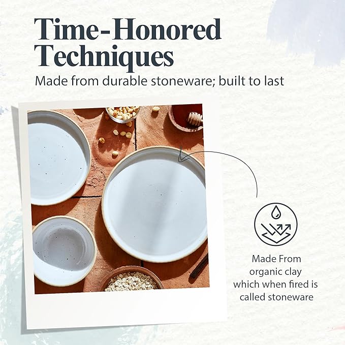 Portmeirion Minerals 10.5" Dinner Plate, Moonstone - Contemporary Stoneware Platter, Durable & Stylish for Dining, Microwave & Dishwasher Safe - Ideal for Kitchen Entertainment, Made in Portugal