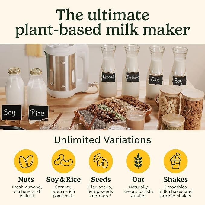 Cuisinart NutSmart 50 Oz Nut Milk Maker Machine Makes Milk in 60 Seconds, Easy to Use and Clean, Perfect for Almond Milk, Soy Milk, Oat Milk, Made with BPA Free Stainless Steel