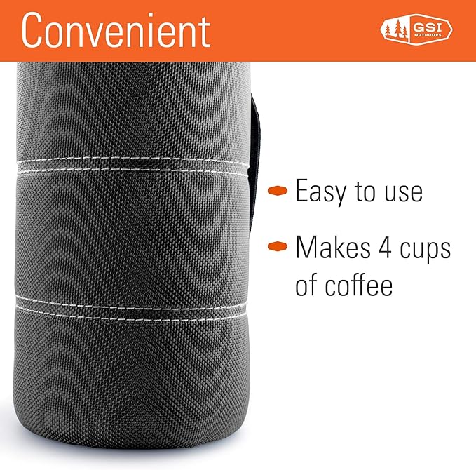 GSI Outdoors, 30 Fl Oz JavaPress, French Press Coffee Maker for Camping and Travel, Graphite