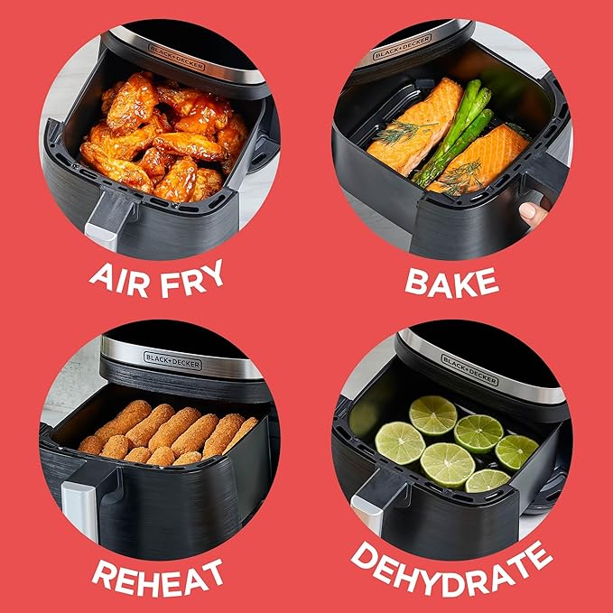 BLACK+DECKER Purifry 2QT Air Fryer, Crispy Deep Fried Taste without the Fat, Plus Bake, Dehydrate, and Keep Food Warm, Digital Touchscreen and Auto Shut-Off