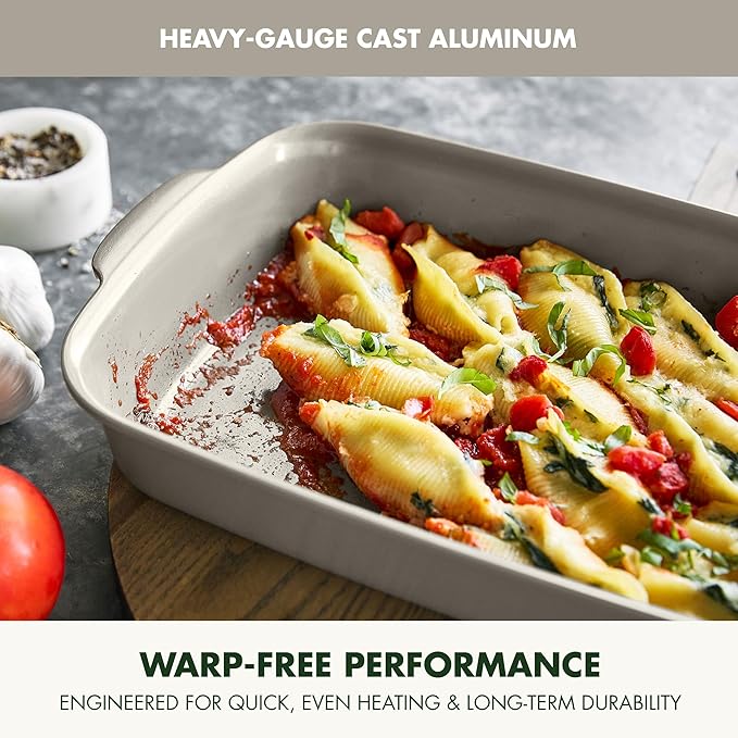 GreenPan Premiere Ovenware Healthy Ceramic Nonstick 13" x 9" Rectangular Baking Pan, PFAS-Free, Warp-Free Bakeware, Durable Quick Heating, Oven & Broiler Safe to 600F, Dishwasher Safe, Taupe