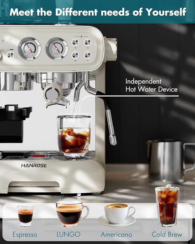 Espresso Machine With Grinder, 20 Bar Espresso Machine with Milk Frother Steam Wand, Espresso Machines for Home, Expresso Coffee Machines Professional, Cappuccino Latte Machine