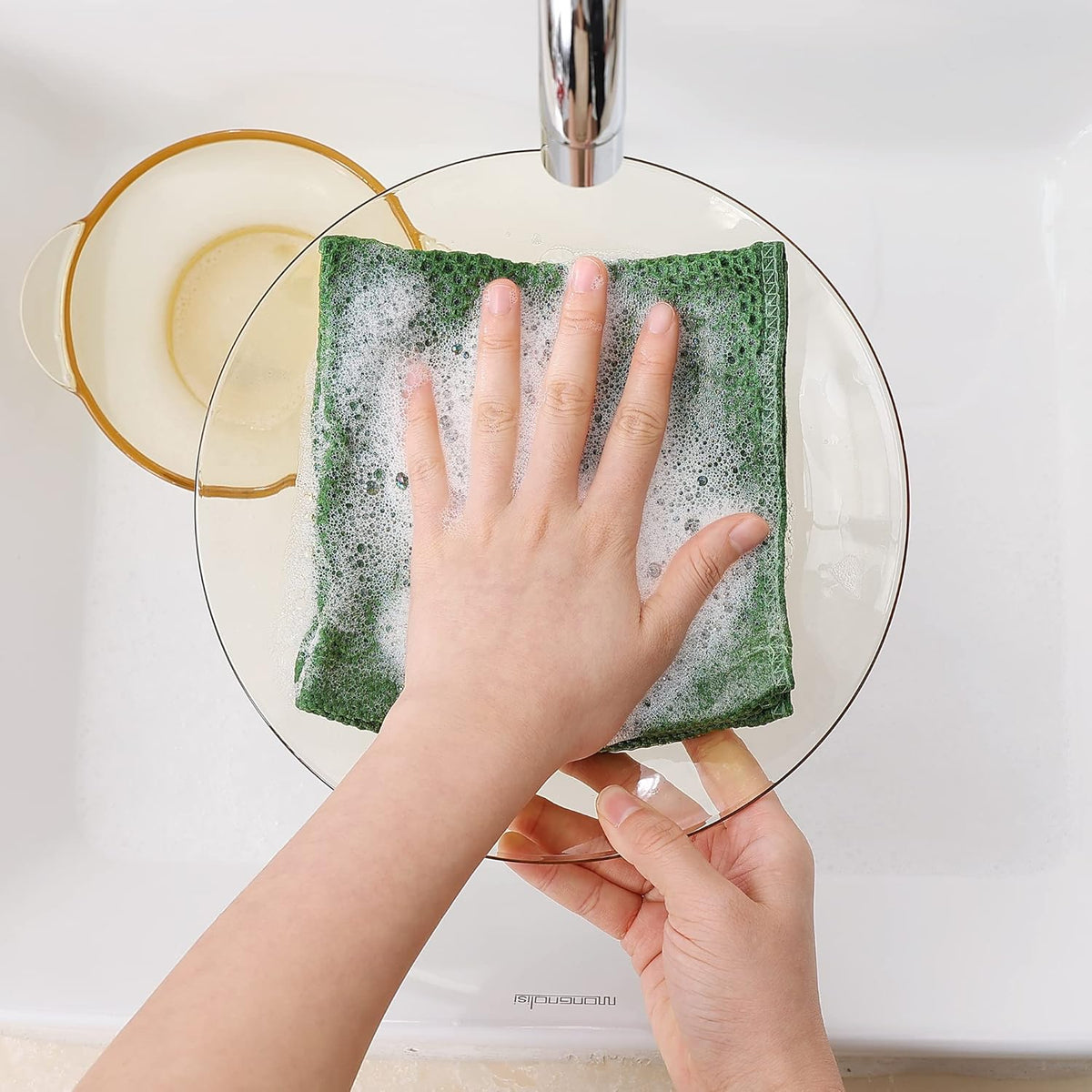 Homaxy 100% Cotton Waffle Weave Kitchen Dish Cloths, Ultra Soft Absorbent Quick Drying Dish Towels, 12 x 12 Inches, 6-Pack, Grass Green