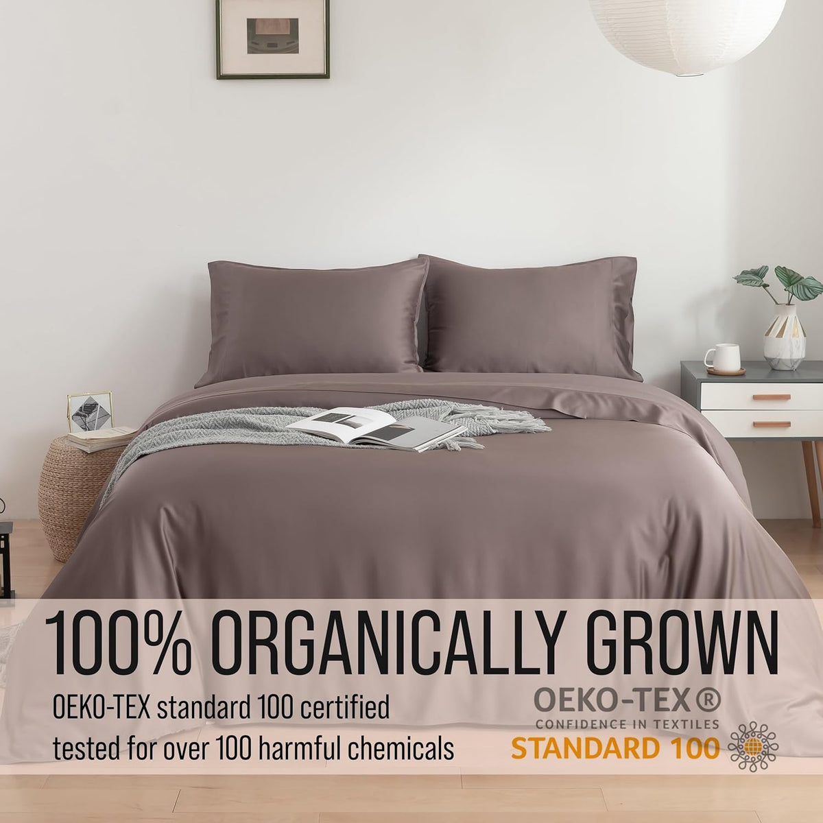 Bella Coterie Luxury Bamboo Viscose Queen Size Sheet Set | 100% Organically Grown | Ultra Soft | Cooling for Hot Sleepers | 18" Deep Pocket [Mocha]