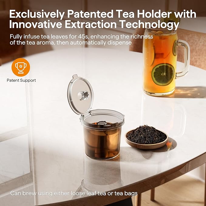 Tastyle Single Serve Coffee Maker for K Cup, Ground and Tea Leaves, Hot and Iced Coffee Machines with Bold Setting, 6 to 16 Oz Brew Sizes, Compact for Small Spaces, Black (2.0 Version)