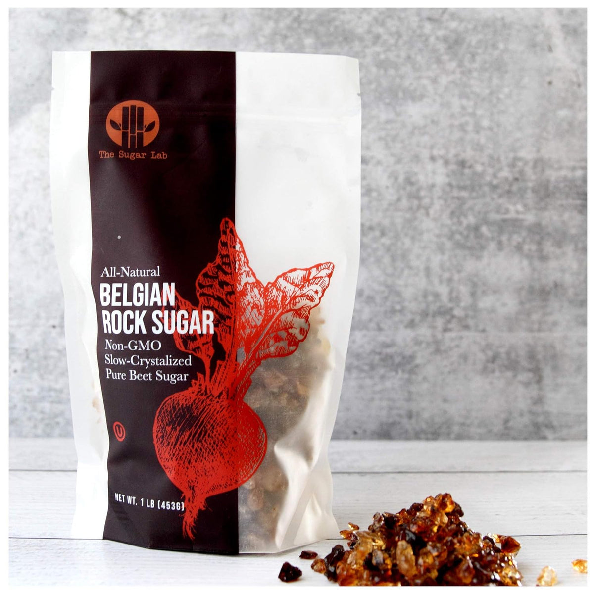 The Sugar Lab Belgian Rock Sugar – 1 Pound - Natural REAL Beet Sugar - Brown Rock Sugar - Teavana Style Tea Sugar - Perfect Sugar Cube or Amber Sugar Replacement - Natural Belgian Rock Sugar for Tea