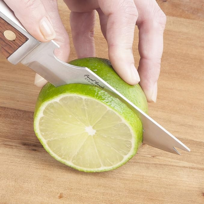 Final Touch Bar Knife & Zester Set - Multi-Function Design for Effortless Cocktail Prep - Adjacent Edge Handle, Stainless Steel Blade, Bottle Opener, and Zester Included (FTA2110)