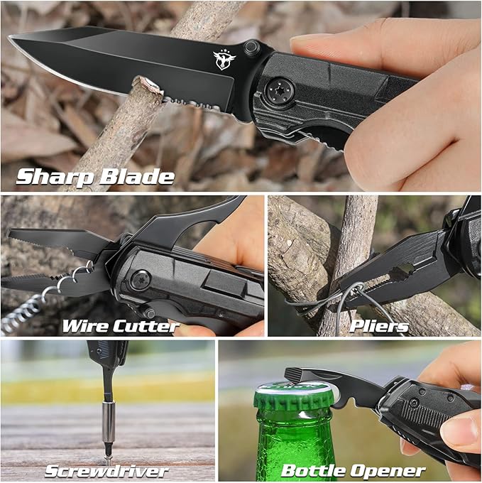 Gifts for Men Him Dad Boyfriend,Multitool Pocket Knife for Men,Anniversary Christmas Gifts for Birthday,Hiking Camping Knife with Screwdrivers Pliers Bottle Opener