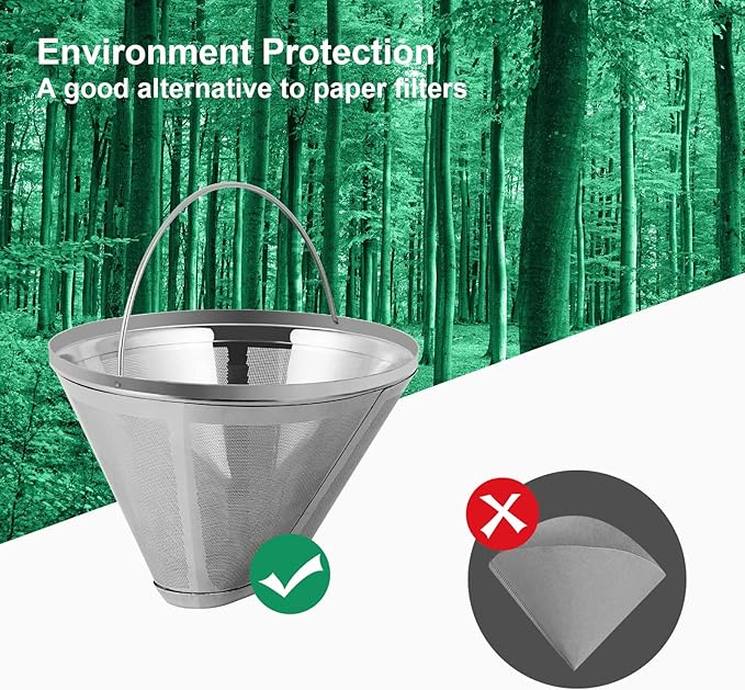 Reusable Coffee Filter Coffee Maker Filters, 304 Stainless Steel Replacement Permanent Basket Filter for Ninja Coffee Bar Brewer Ninja CFP301 DualBrew Ninja Coffee Makers