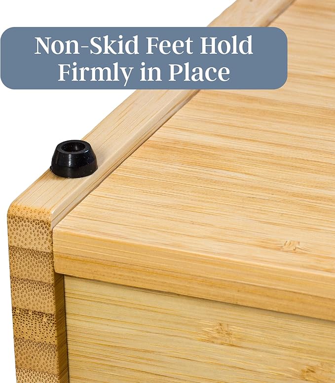 Totally Bamboo Bread Box for Kitchen Countertop – Bamboo Wood Bread Storage Container with Removable Cutting Board Lid and Crumb Catcher | Bread Bin for Loaves and Baked Goods