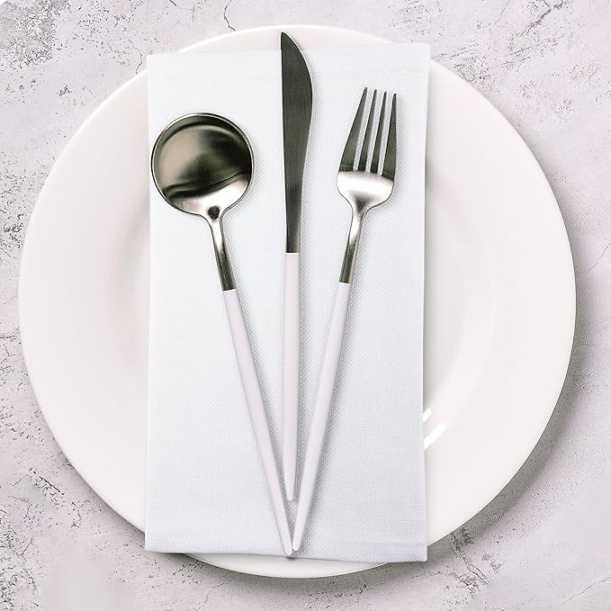 Urban Villa White Cloth Napkins Set of 10 100% Cotton Dinner Napkins Cloths Washable 20”x20” Absorbent Soft Durable Reusable-Ideal for Everyday Use Parties Wedding Thanks Giving Christmas Halloween