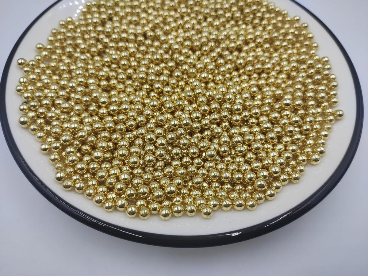 Gold Pearl Sugar Sprinkles 3.9 oz, 4mm Candy Pearls Ideal for Baking, Cake and Cupcake Toppers, Cookie Decoration, Ice Cream Topping, Wedding Shower Valentines Halloween Christmas