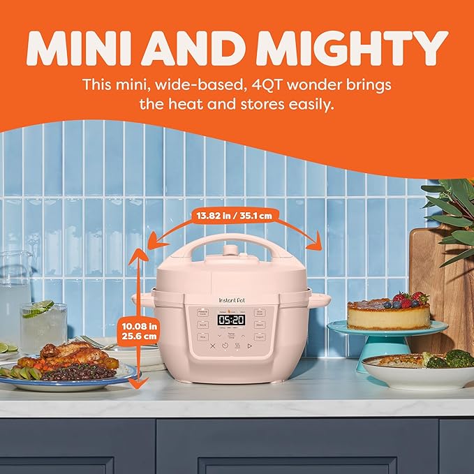 Instant Pot 4QT RIO Mini 7-in-1 Multi-Cooker, Pressure Cooker, Slow cook, Sauté, Steam, Rice Maker, Yogurt, & Warmer, Rosewater, 4 Quarts